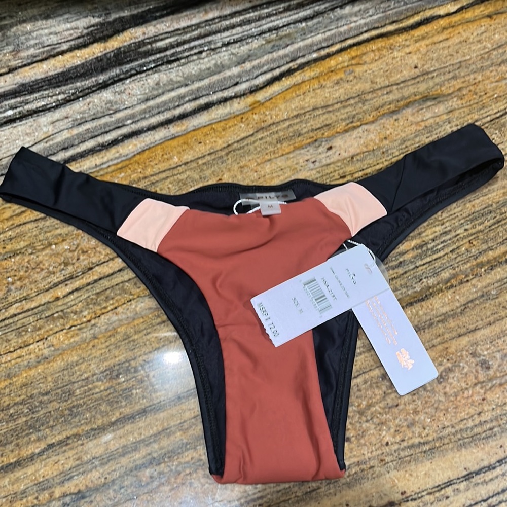 NWT Pilyq Color Block Bikini Bottoms Teeny Coverage Size Medium